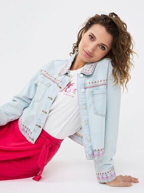EsQualo Jonna Jacket Jeans Embroidery‎ (Style: HS24.12214) Size 14